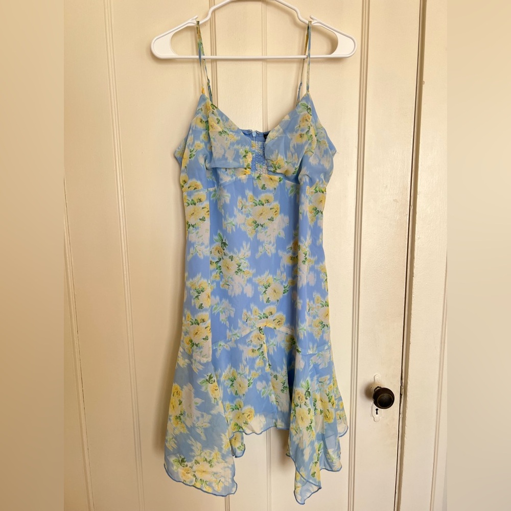 Almost Famous Light Blue Floral Sundress with Yellow Roses